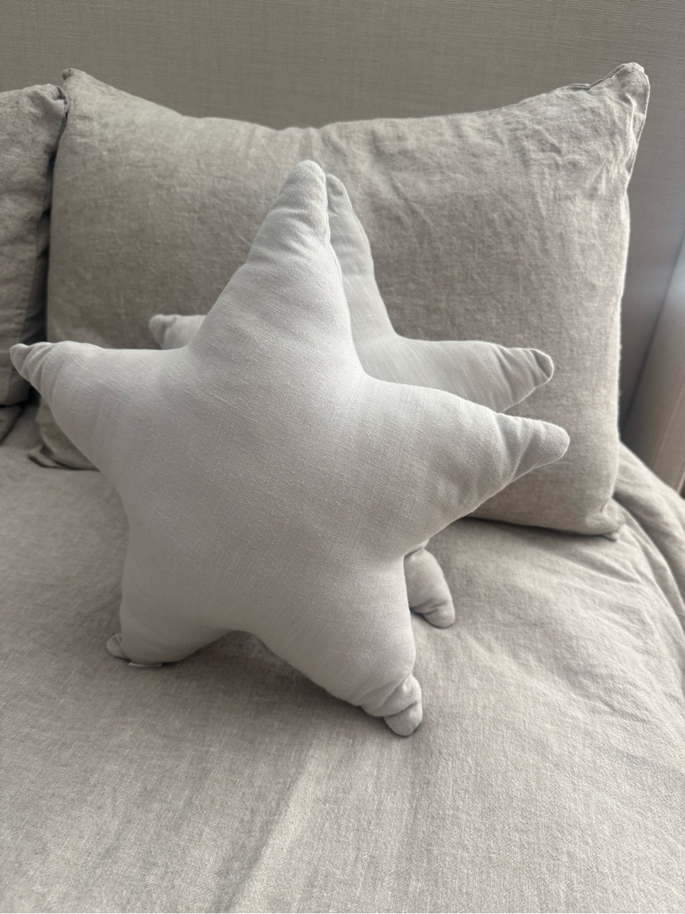 2 H&M Light taupe Star Pillow - Linen-Texture Accent